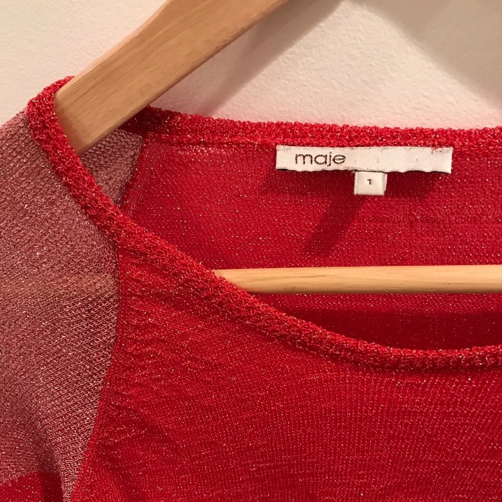 Maje Metallic Gold Thread Sweater